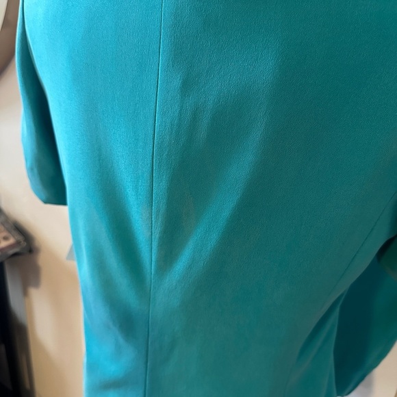 VINTAGE NWT 100% SILK Teal Women's Blazer Top & Pants Set - Picture 11 of 15